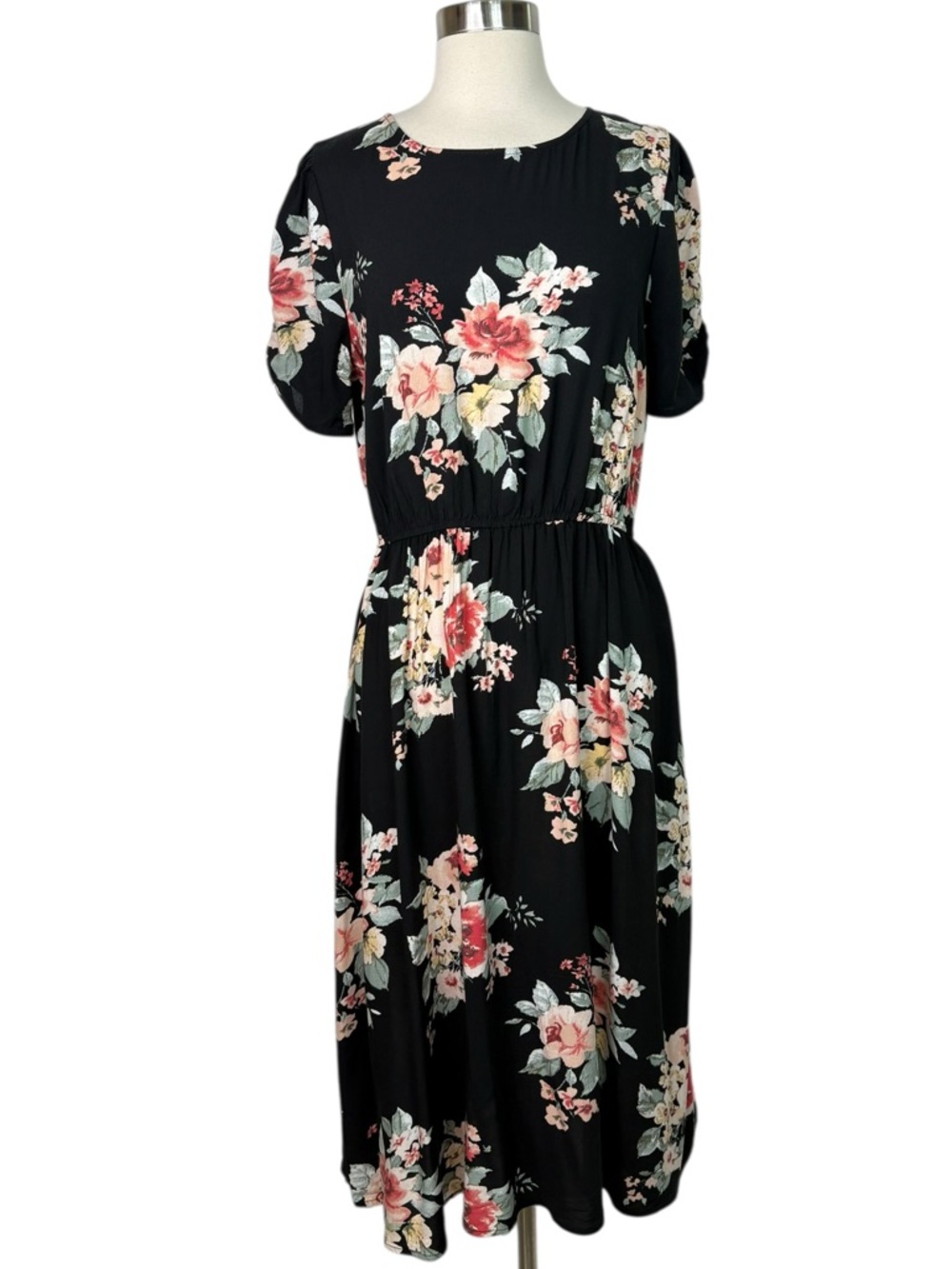 Spirit of Grace Black Floral Dress, Large